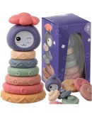 Сензорни блокове за деца, гумени меки креативни, Монтесори кула, пирамида 8 части